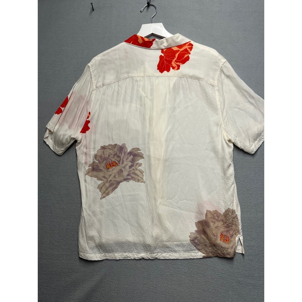 AllSaints Relaxed Fit Floral Camp Collar Shirt Men's L White ECOVERO 22x27 EUC - Picture 3 of 9